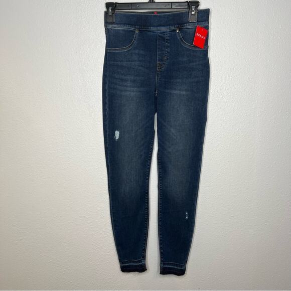 Copied - New Spanx distressed denim leggings blue medium was Women’s size XS - Picture 5 of 8